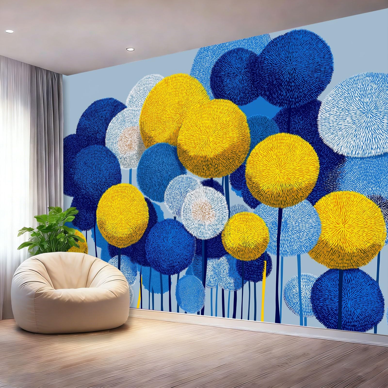 Papier peint mural abstrait pour créer un salon moderne et lumineux