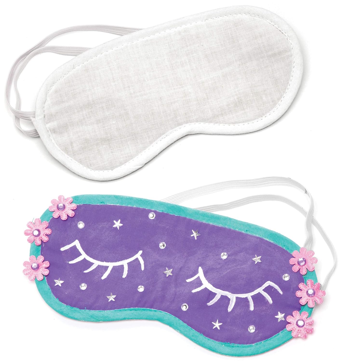 Baker Ross AW329 Fabric Eye Mask Pack of 3, Decorate Your Own Mask Kit, Canvas