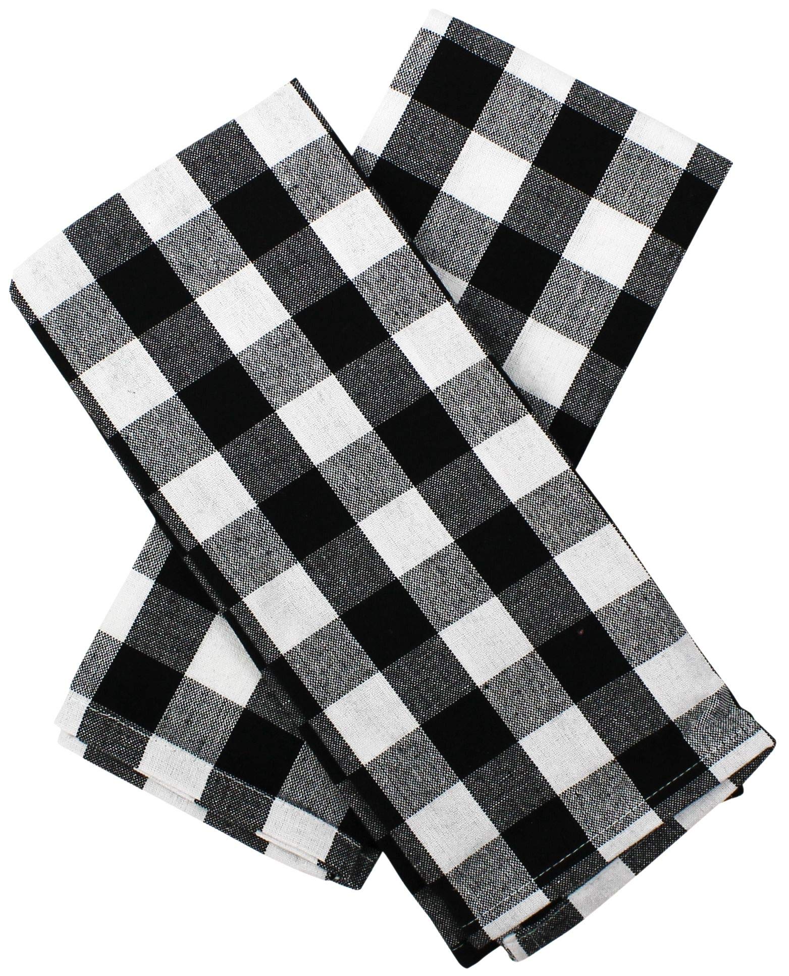 High End Home 2 Piece Farmhouse Kitchen Towels Set - Dish Towels 100% Cotton 24 x 14.5 Inch Black
