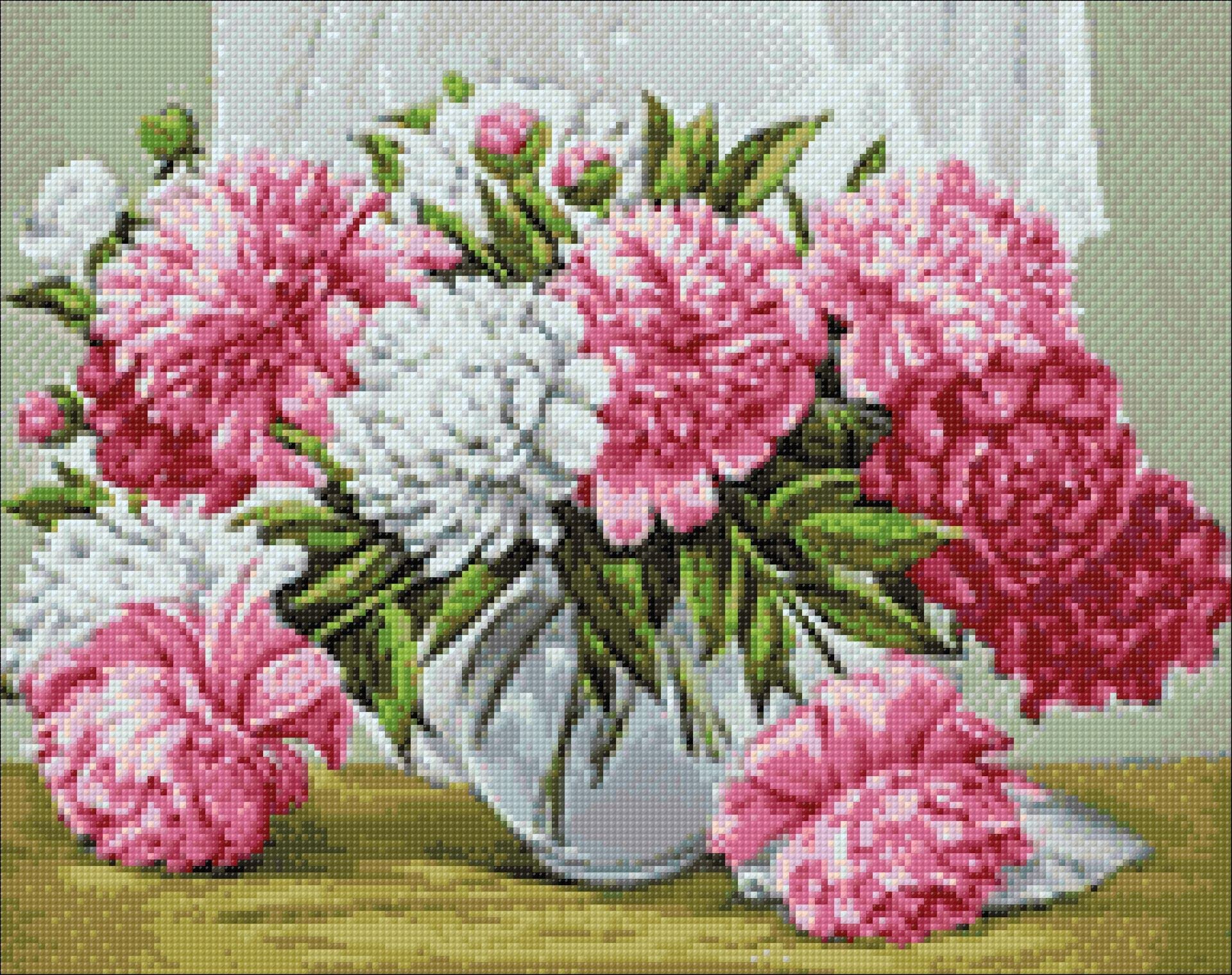 Wizardi Kit de peinture diamant pivoines vibrantes