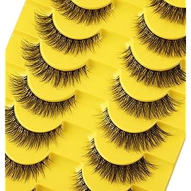 False Eyelashes Russian Strip Lashes D-Curly Wispy Natural Look zanlufly Lashes Like Eyelash Extension Volume Transparent Band Cat Eye Fake Eyelashes Pack