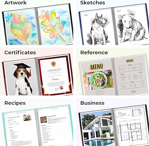 Miniatura 6 de Dunwell Carpeta con fundas de plástico, 12 bolsillos encuadernados con fundas transparentes, muestra 24 páginas de 8.5 x 11 pulgadas (21.59 x 27.94