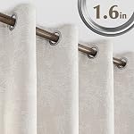 FMFUNCTEX Courroies de blackout jacquard floral Beige 96 Inches Long pour la chambre à coucher, Scroll Flower Chenille Agritourisme Rideaux pour le salon obscurcissant les rideaux de fenêtre thermal isolé Grommet 2 Panneaux