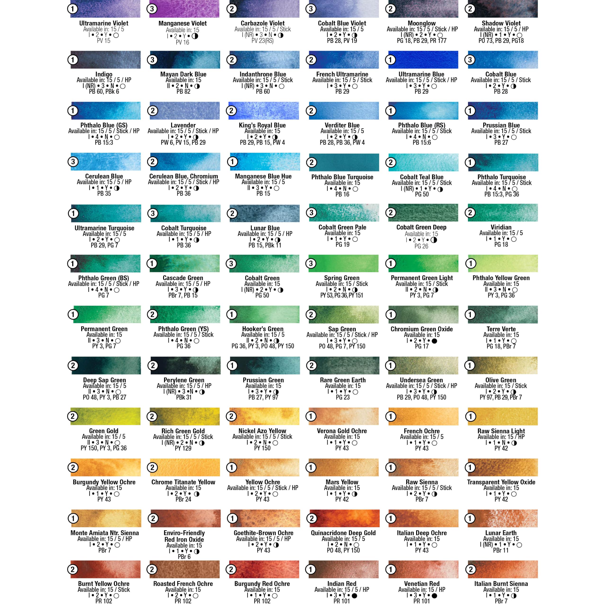Daniel Smith Lot de 5 bâtons d'aquarelle – Pouvoir granulant