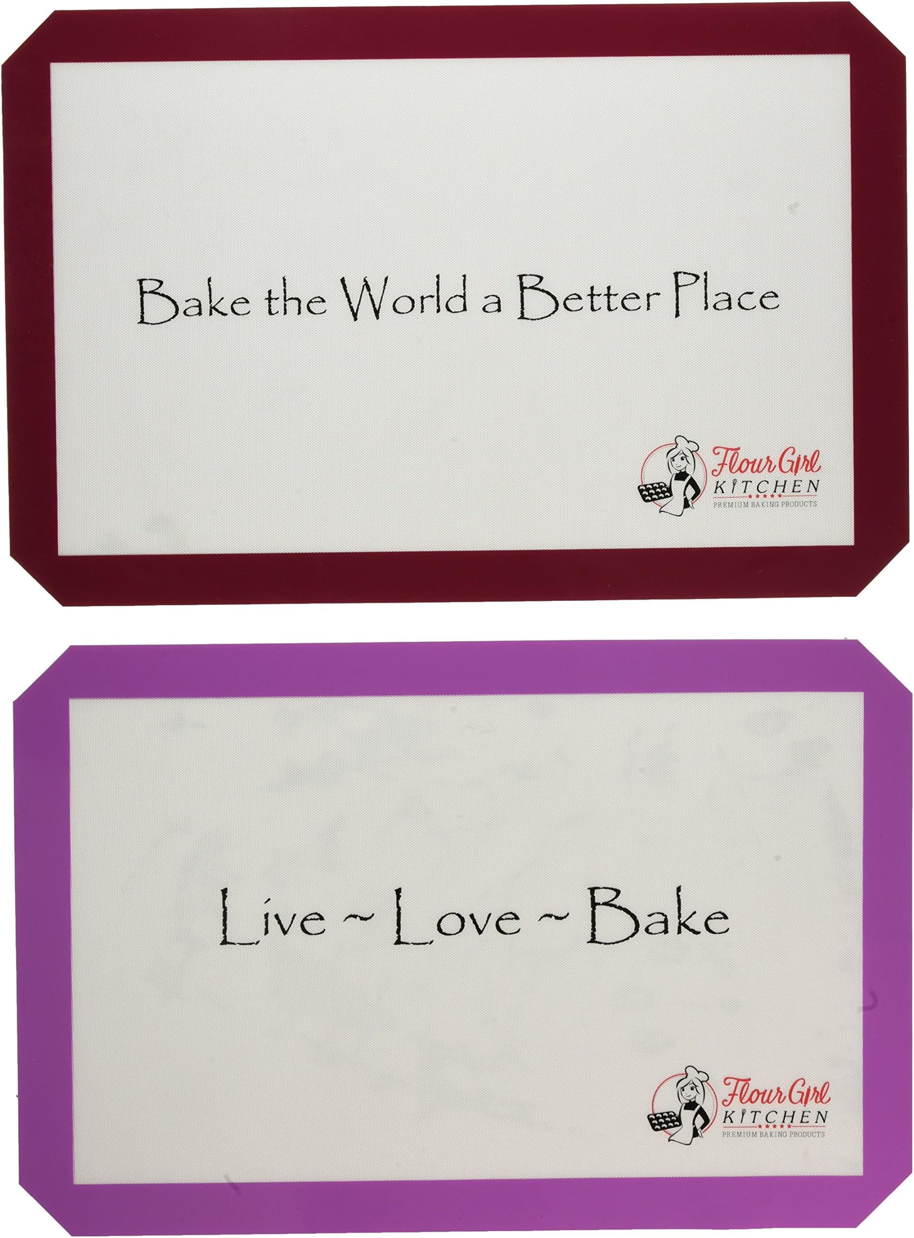 Inspirational Quote Silicone Baking Mats by Flour Girl Kitchen - (2-Pack) For easy, non-stick cooking