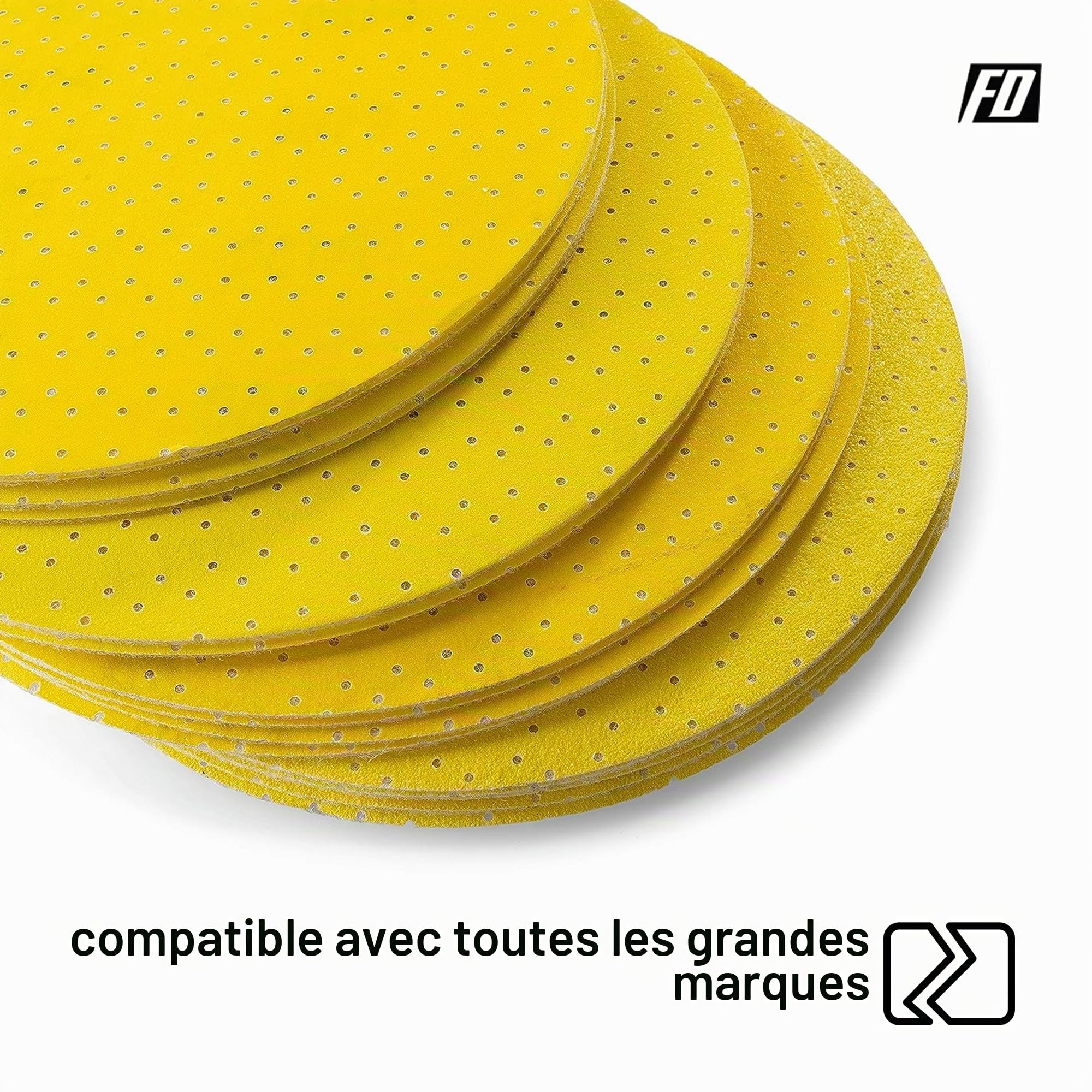 Disques Abrasifs Professionnels │ 25 pièces │ Ø 225 mm │ Mixpack (5 x 60/80/120/180/220 chacun) │ autoadhésif │ pour ponceuse girafe │ Feuilles Abrasives │ Papier Abrasif │ by FD-Workstuff