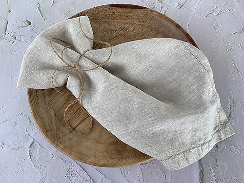 Miniatura 5 de Servilletas de lino con vainica, 20 x 20 pulgadas, servilletas de lino puro lavado a la piedra con esquinas dobladilladas, 100% lino francés,