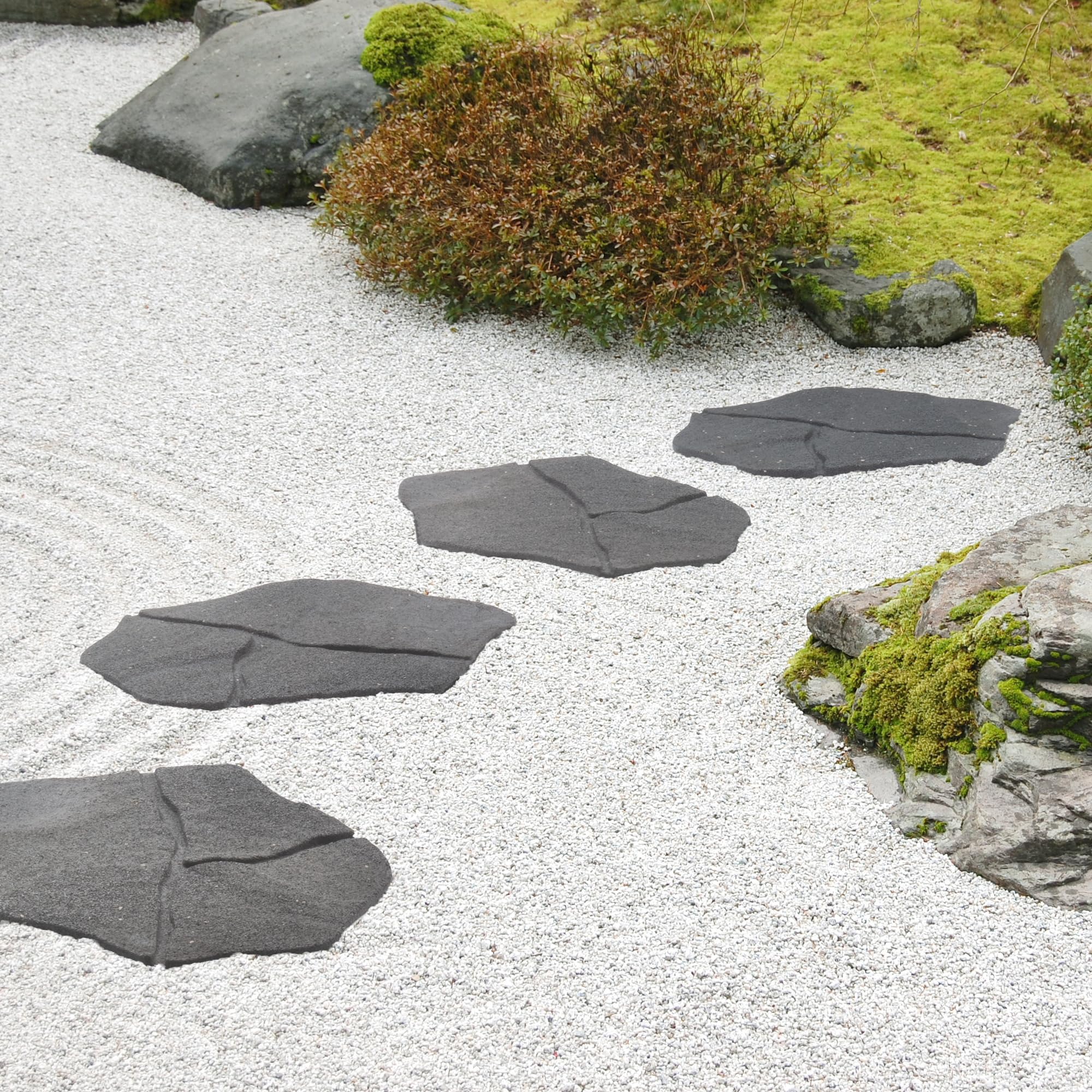 bepco Lot de 4 dalles de jardin, dalles de jardin, en caoutchouc recyclé, motif « Wegstein » en caoutchouc recyclé, 51 x 38 x 2,3 cm, grises