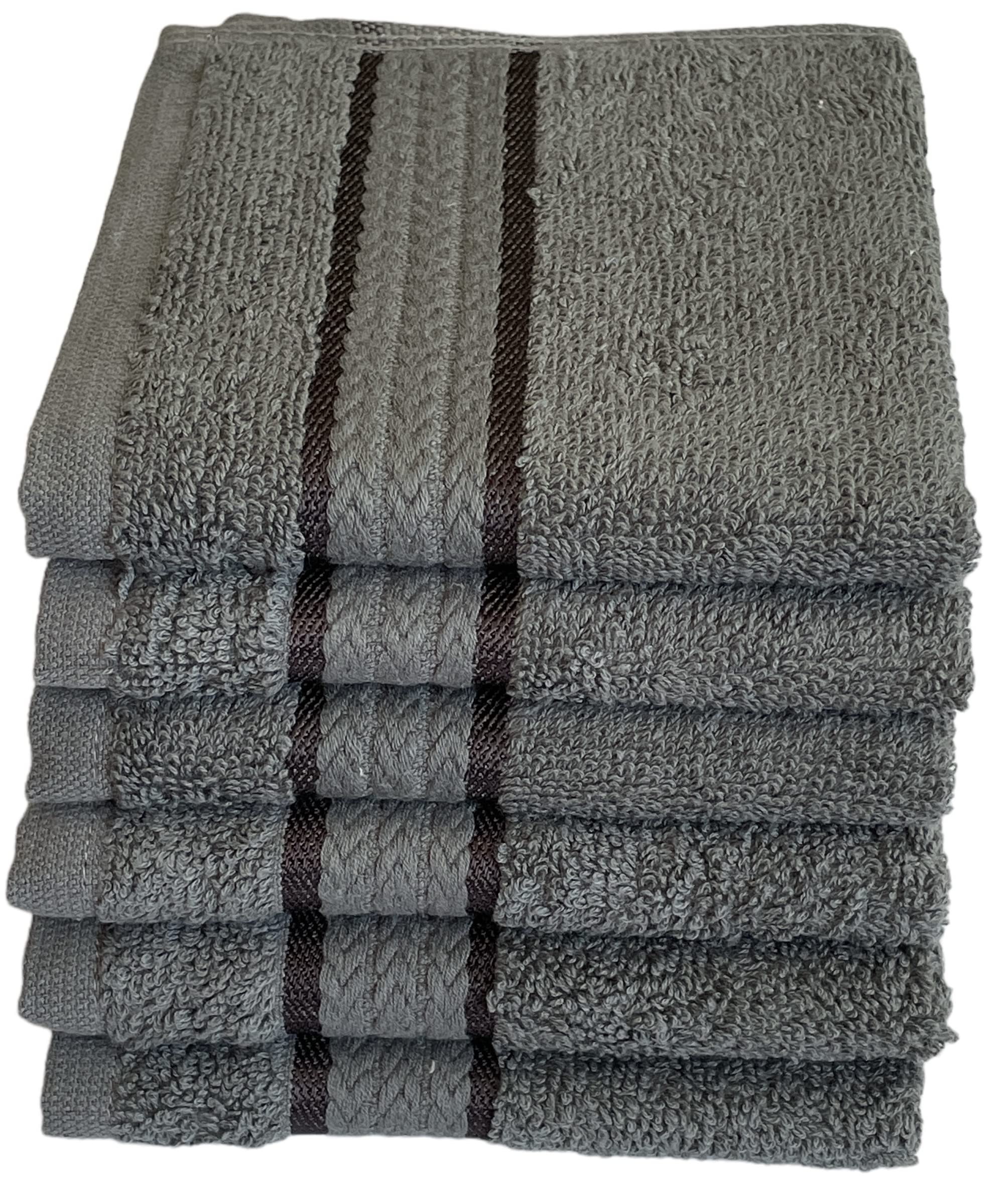 Petal Cliff Washcloths Set of 6, 100% Ring Spun Cotton Zero Twist Wash Cloths for Body and Facewash Design to exfoliate Your Hands, Soft and Absorbent Machine Washable, 12 x 12 Inch.