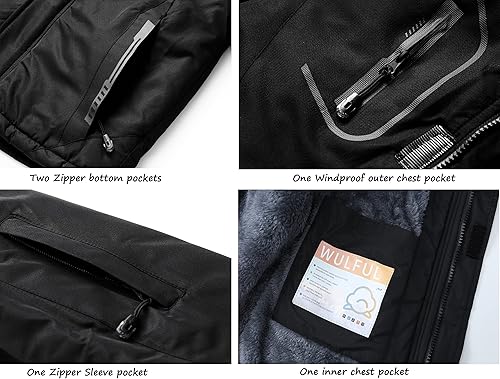 Miniatura 6 de WULFUL Chaqueta de esquí impermeable para niño, abrigo de invierno con capucha de forro polar cálido para nieve