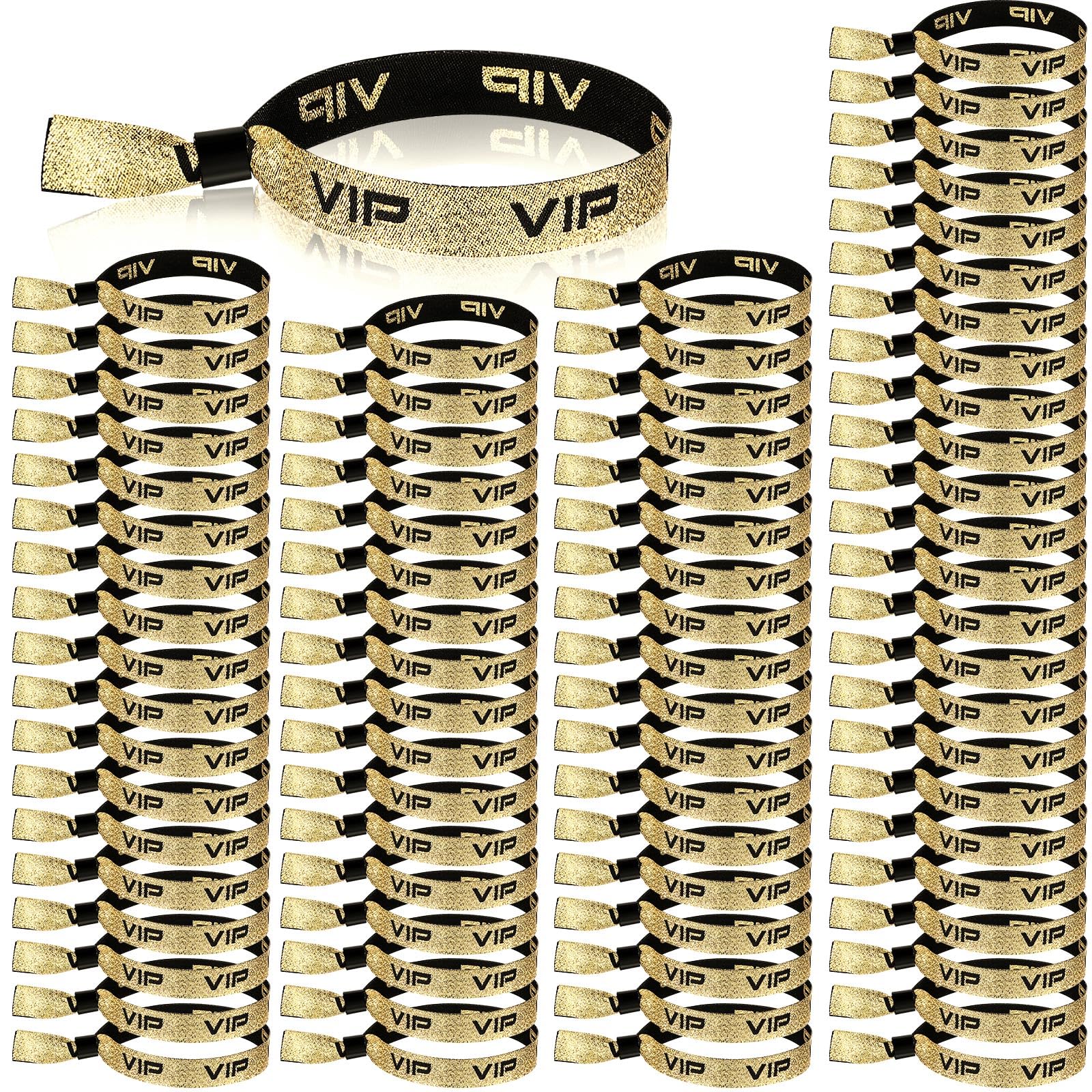 Aoriher 100 Bracelets d'Entrée en Tissu VIP Bracelets d'Identification VIP Bracelet d'Événement Bracelets de Concert Bande de Poignet d'Entrée pour Fête Anniversaire Exposition Bal Cinéma(Or)