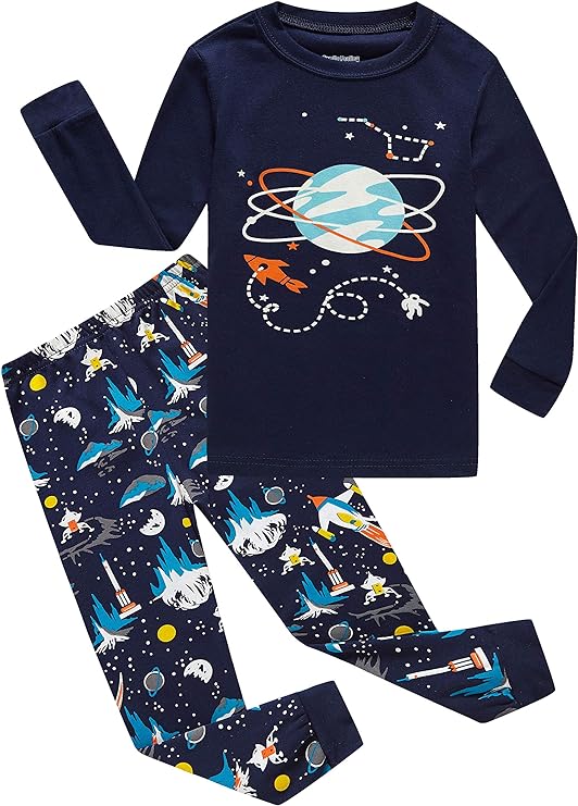 Family Feeling Kids & Toddler Boys Pajamas 2 Piece Pjs Set 100% Cotton Sleepwear