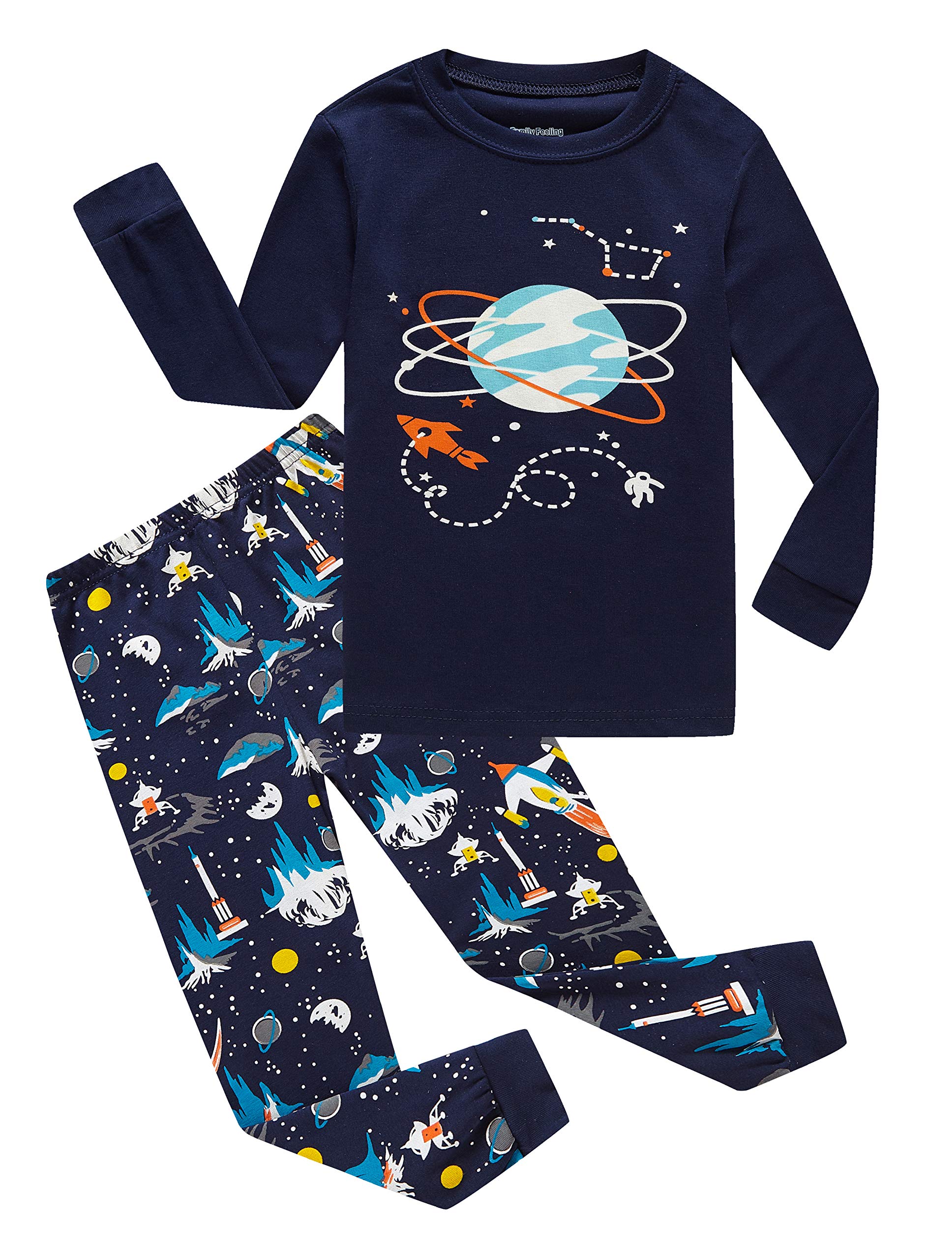 Family Feeling Kids &amp; Toddler Boys Pajamas 2 Piece Pjs Set 100% Cotton Sleepwear