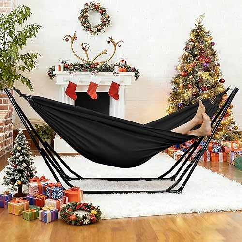 Miniatura 2 de GDY Silla hamaca con soporte, capacidad de 550 libras, fácil de instalar, con bolsa de transporte, portátil para viajesmochilerosplayapatio trasero,