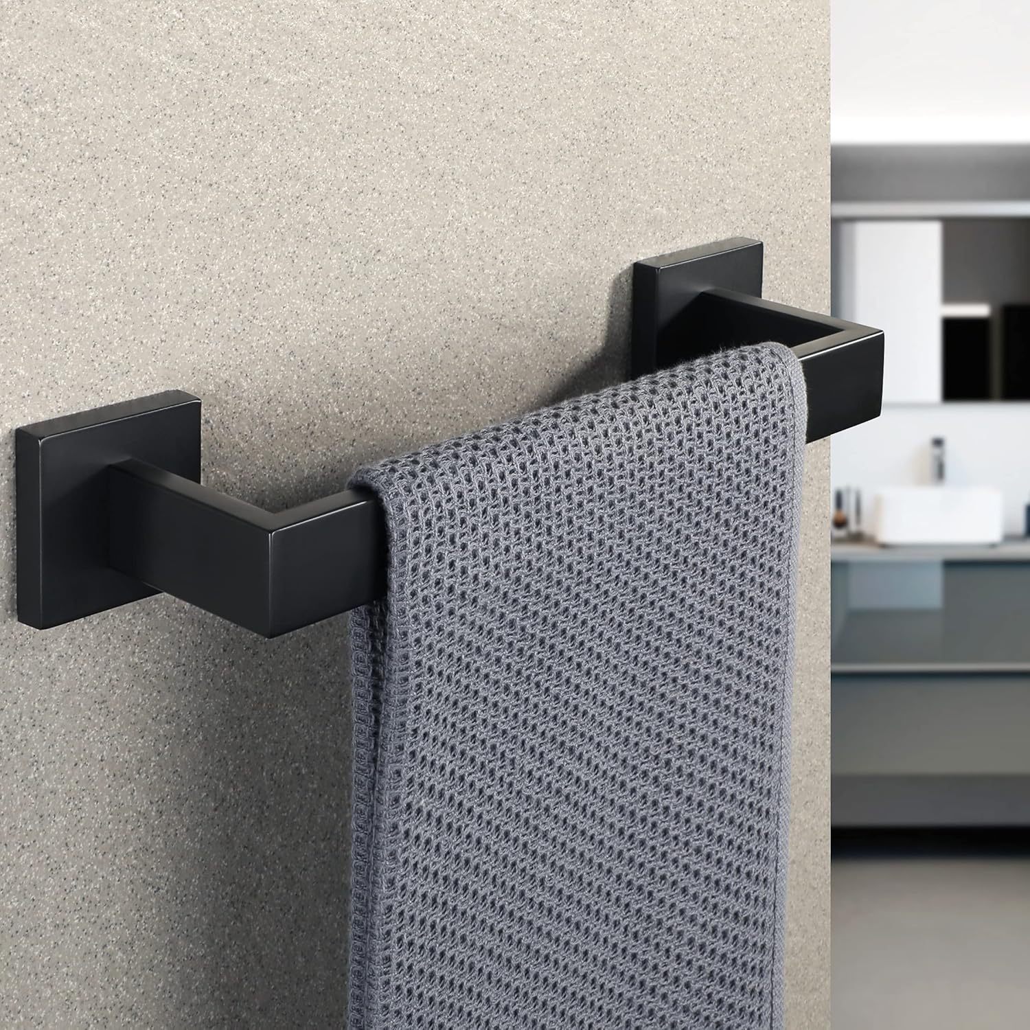 Sayayo Towel Rails Wall Mounted Bathroom Towel Holder 30CM Towel Bar, SUS-304 Stainless Steel Matte Black Finish - Image 3
