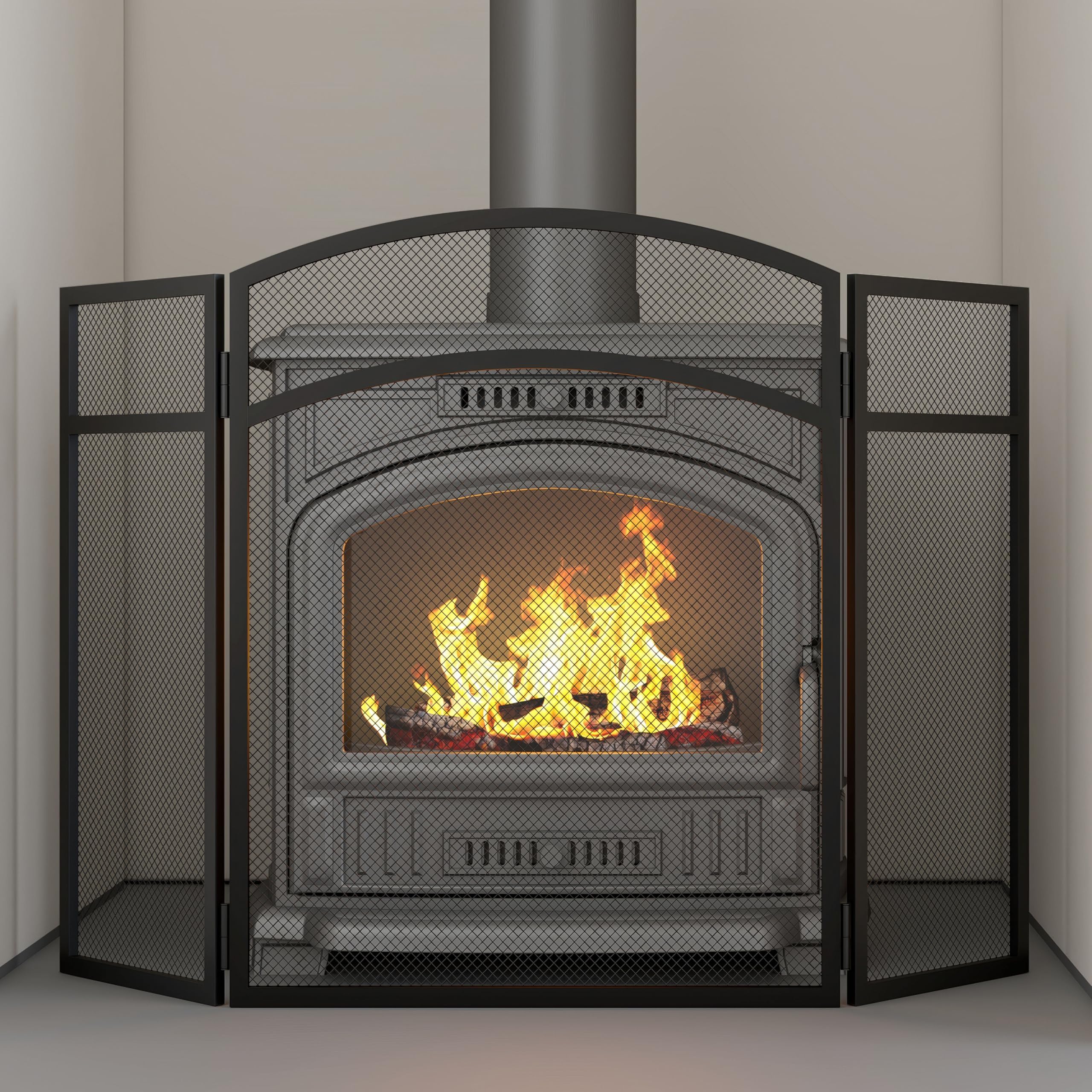 Kingson Pare-feu noir 96,5 x 61 cm pour poêles à bois sécurité bébés animaux