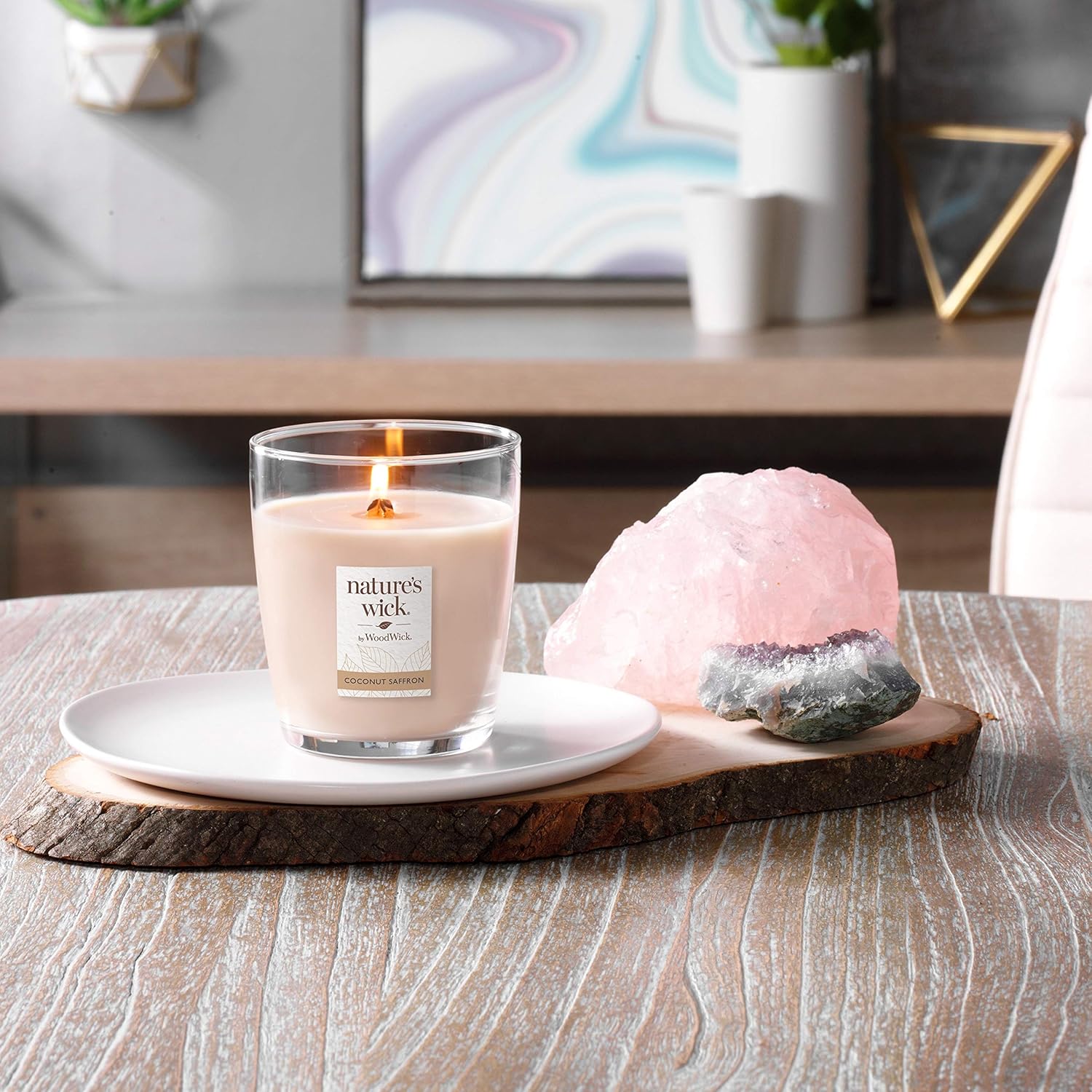 Coconut Saffron Scented Jar Candle with Wooden Lid