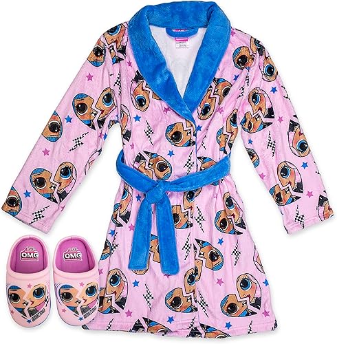 L.O.L. Surprise! OMG Bata con pantuflas, LOL OMG Conjunto de pijama para niñas, talla 45 a 1012