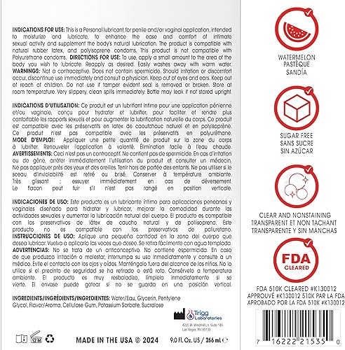 Miniatura 2 de Wet Juicy Watermelon - Lubricante comestible con sabor premium para hombres, mujeres y parejas, de larga duración, seguro para condones, sin azúcar,