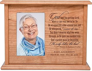 LifeSong Milestones Urns for Ashes Adult Male Urns for Human Ashes Adult Female Large Custom Engraved Cherry Wood Urn Holds 4x6 Photo Funeral Cremation Memorial Keepsake Box Urns for Human Ashes