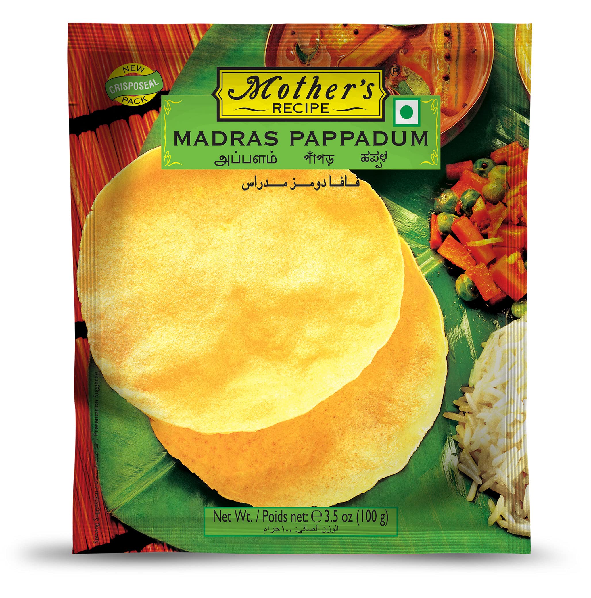 SARTAJ Mothers Recipe Madras Papad, 100 G, Red