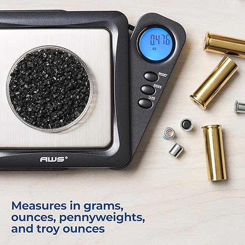 Vista 17 de AMERICAN WEIGH SCALES Serie Blade - Báscula digital de bolsillo de precisión - 650G X 0.1 G - (rojo) Rojo -,Gris,plateado,Azul,Camo,Negro,Cromado