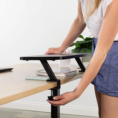 Miniatura 9 de VIVO Estante de escritorio ergonómico pequeño de 26 pulgadas, soporte elevador para monitor de computadora, organizador de escritorio con capacidad