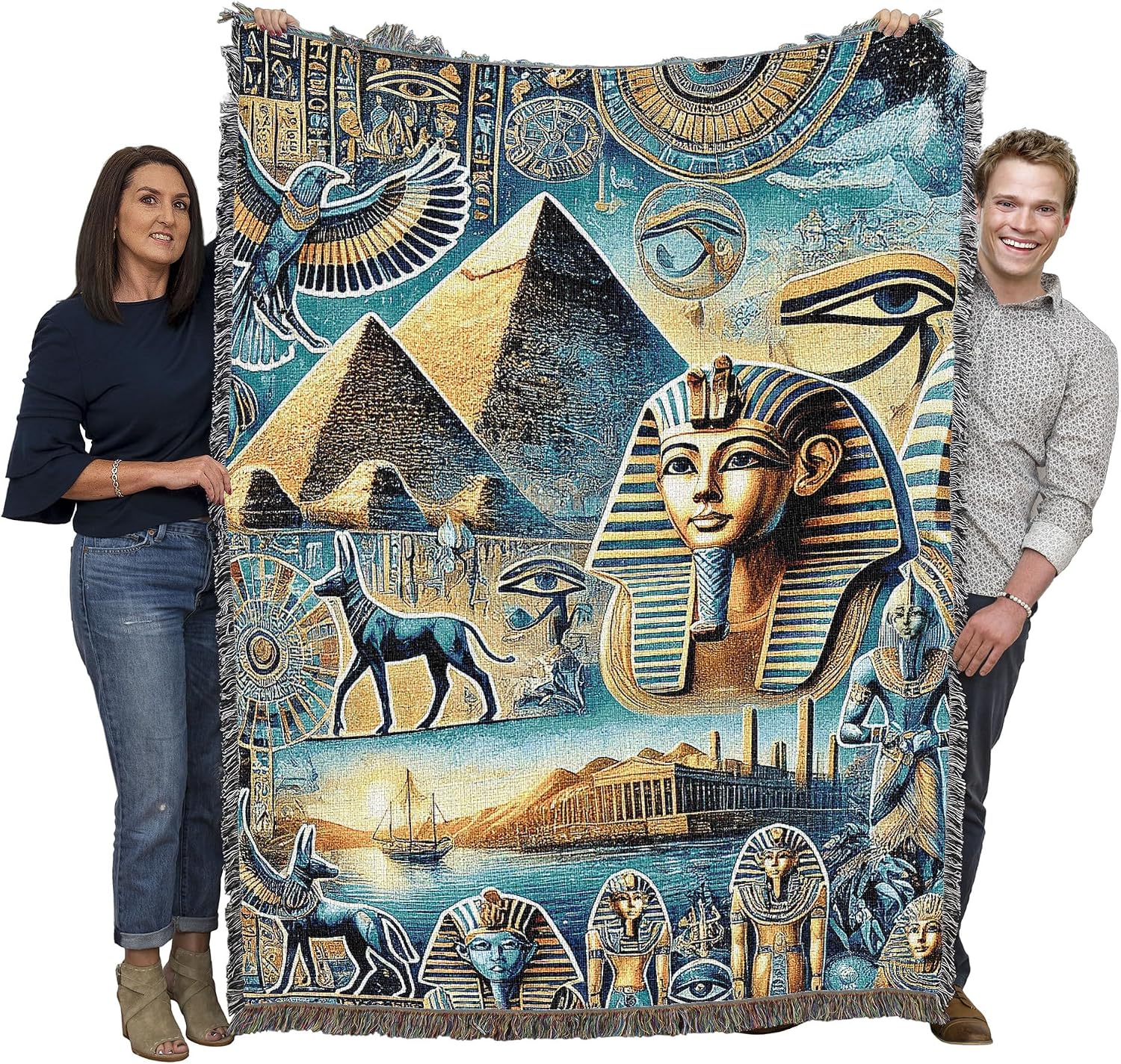 Pure Country Weavers All Seeing Eye Blanket -Tapestry Throw Blanket Woven from Cotton - Made in The USA (72x54)