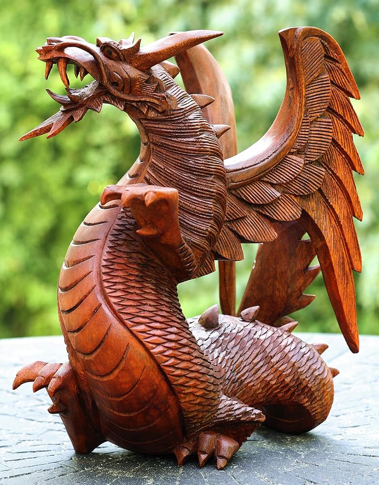 木製ドラゴン彫刻置物 Amazon.co.jp: 龍の置物 ツゲの木 彫刻 ドラゴン像 マスコット