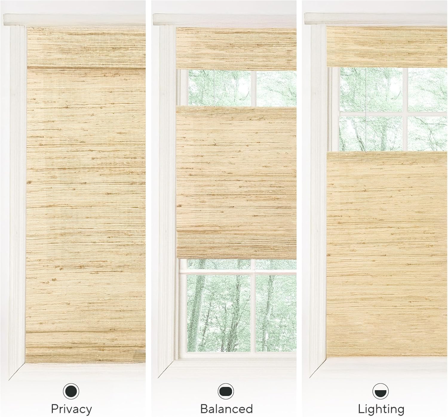 Top Down Bottom Up Bamboo Shades, Cordless Room Darkening Blinds for Home and Office Windows, Bamboo Roman Shades for Windows, Easy to Install, Hardware Included, Beige