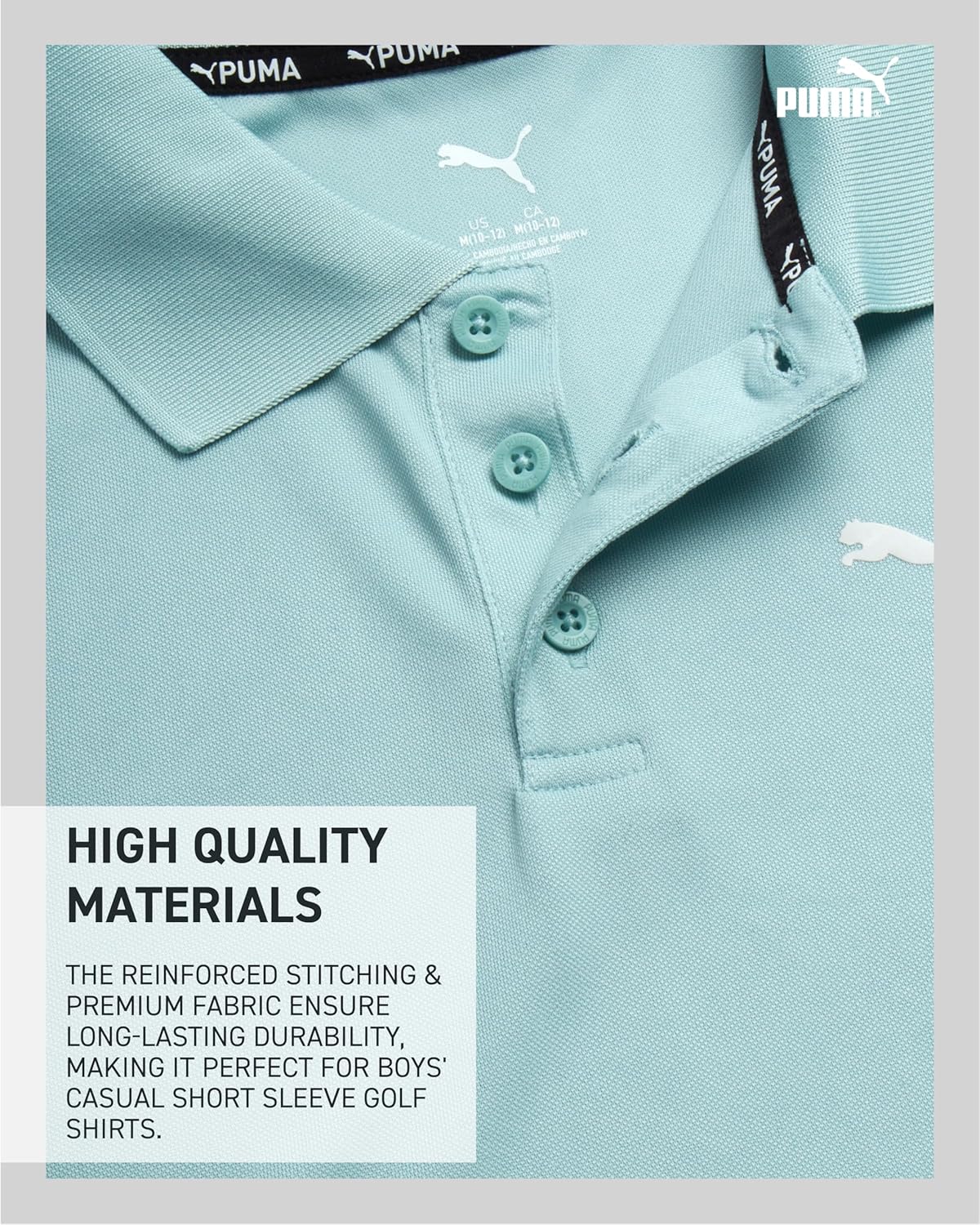 PUMA Boys Polo Shirt - Dry Fit Performance Button Closure Collared Short Sleeve Golf Polo Shirts for Boys (Sizes: 8-20) - Image 5
