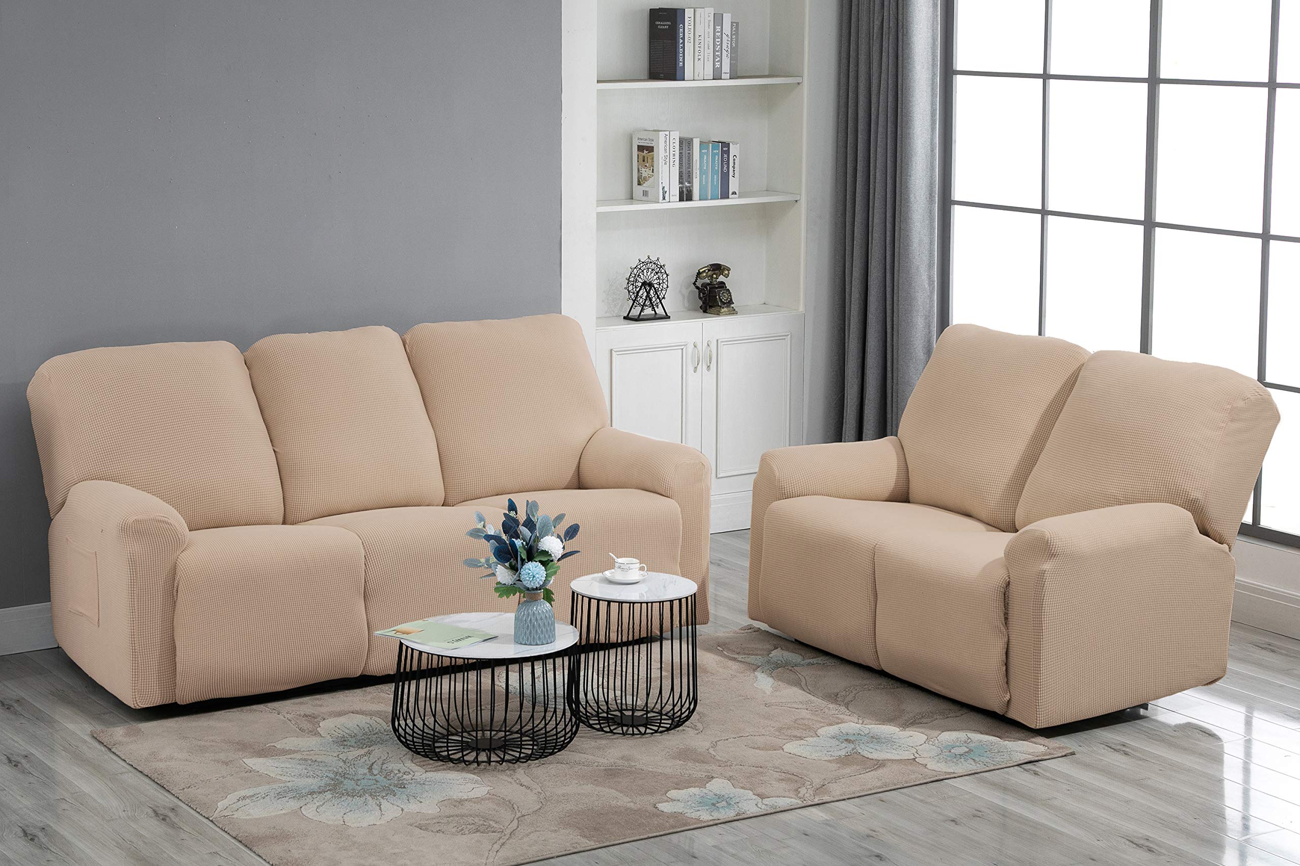 TIANSHU Housse Fauteuil Relax Jacquard Housse Canapé Relax Extensible Housse de Canapé Relax 1 Place (Sable)