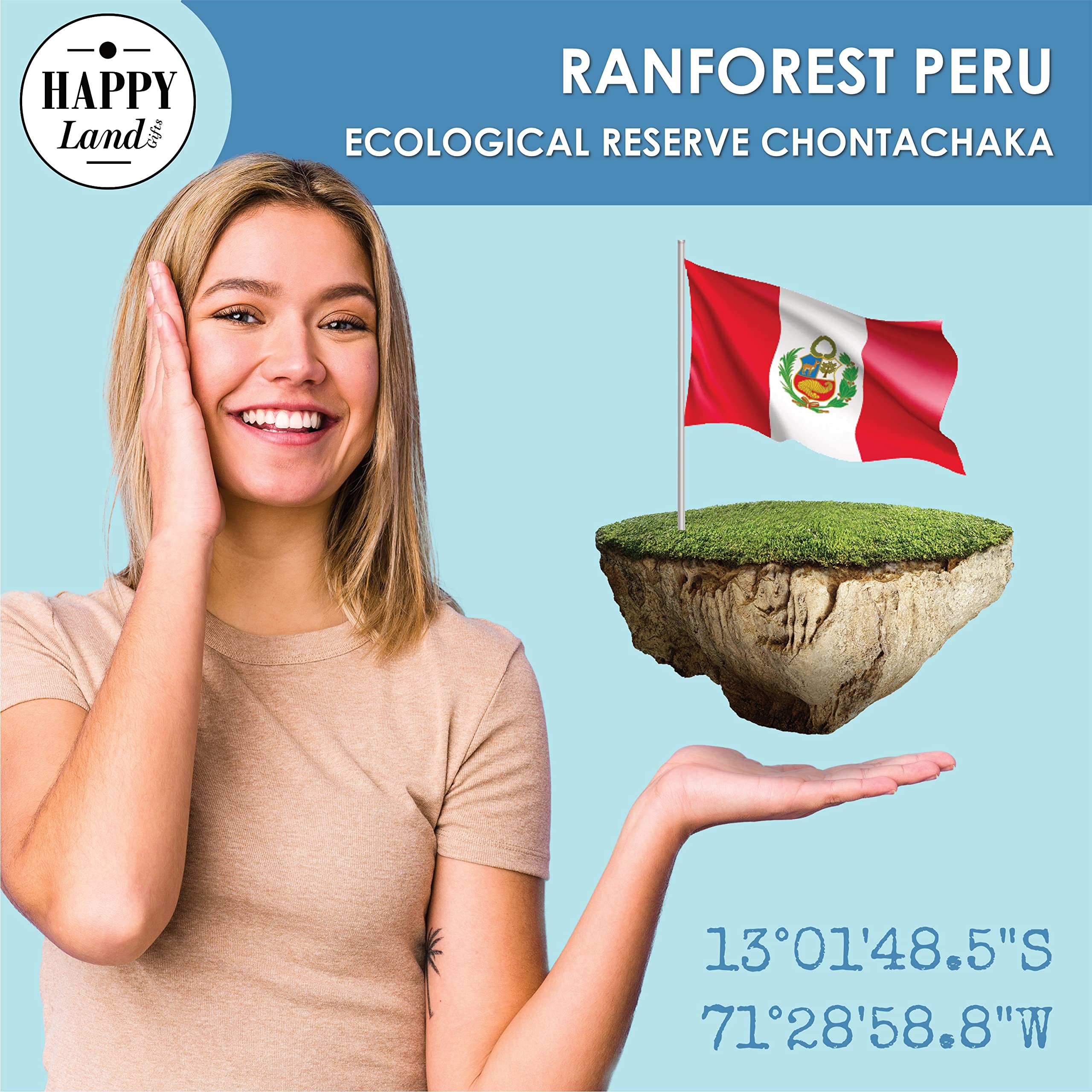 happylandgifts® 1m² echter Regenwald in Peru I Edle Besitzurkunde mit Wunschname zum selber eintragen I Geschenk für nachhaltige Männer und Frauen I Naturschutz I Nachhaltige Geschenke