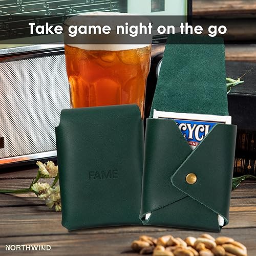 Miniatura 7 de Estuche de Cartas de Juego Personalizado de Cuero Northwind - Estuche de Cartas Personalizado y Grabado con Monograma de Grano Completo - Regalo de