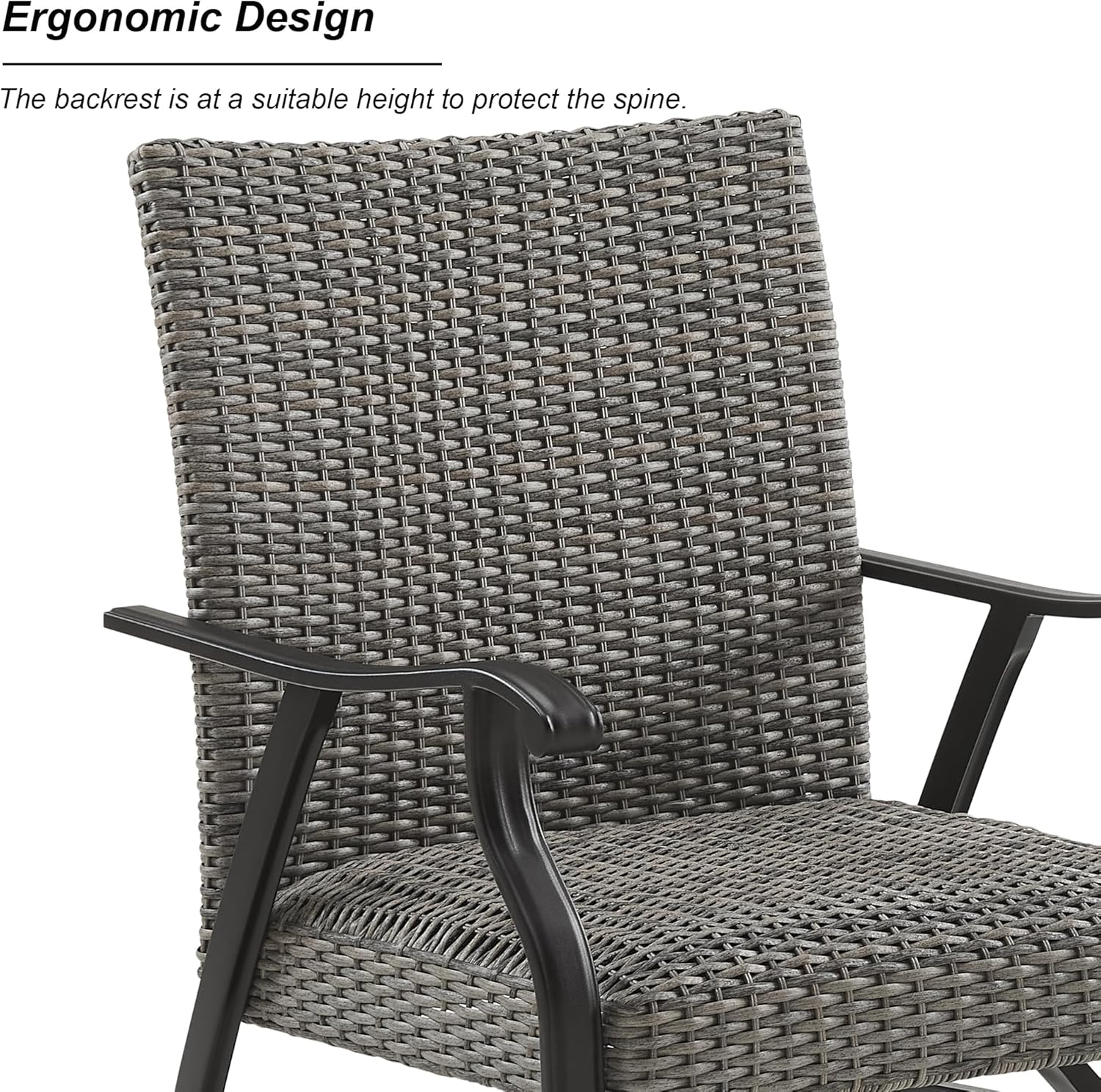 Ulax furniture Outdoor Wicker Rocking Motion Chairs, Set of 2 – Padded Patio Conversation Armchairs for Poolside, Garden, and Porch