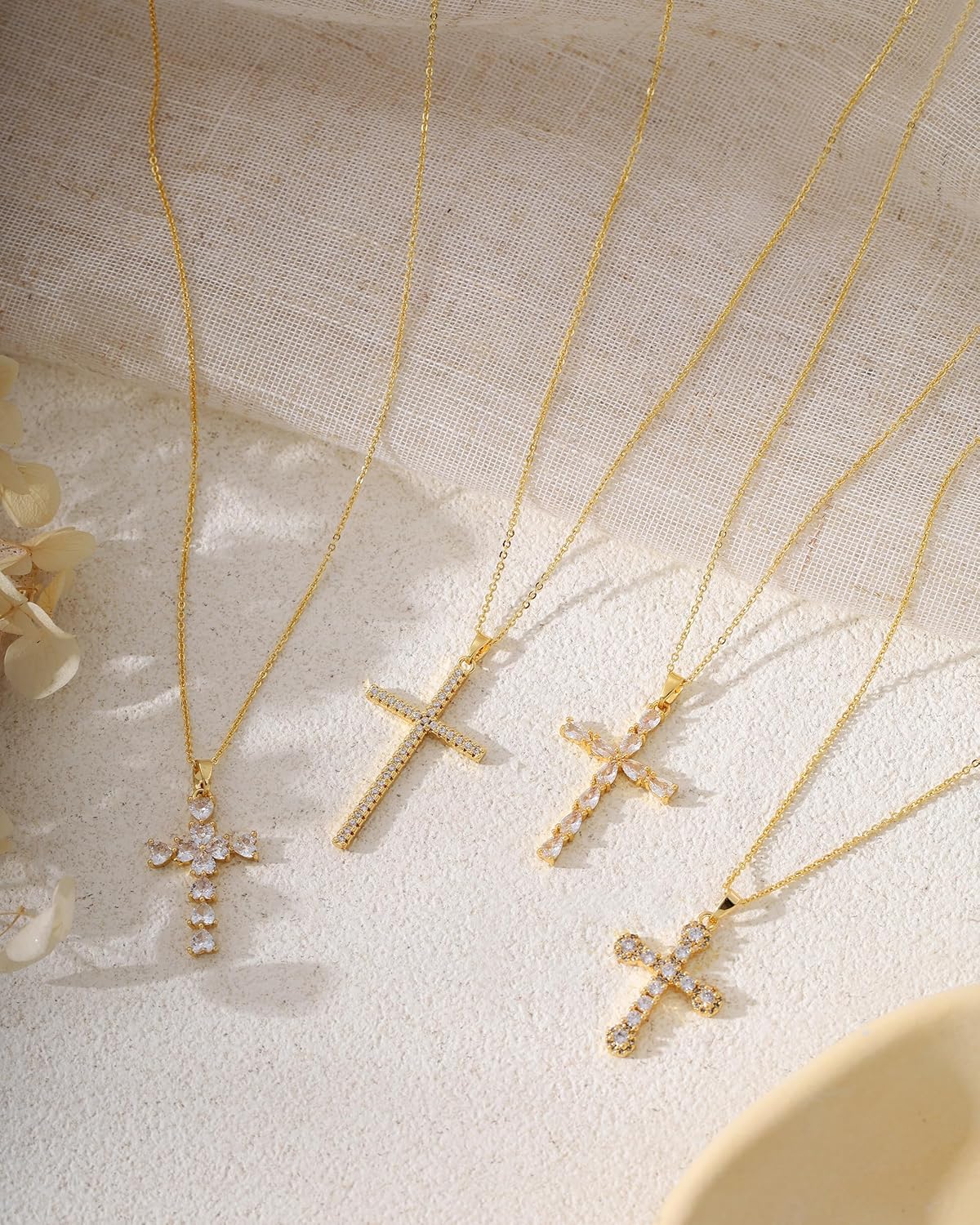 Cross Necklace for Women, 14K Gold Plated Cubic Zirconia Cross Pendant Necklace, Trendy Christian Jewelry Gifts for Baptism First Communion Christmas - Image 5