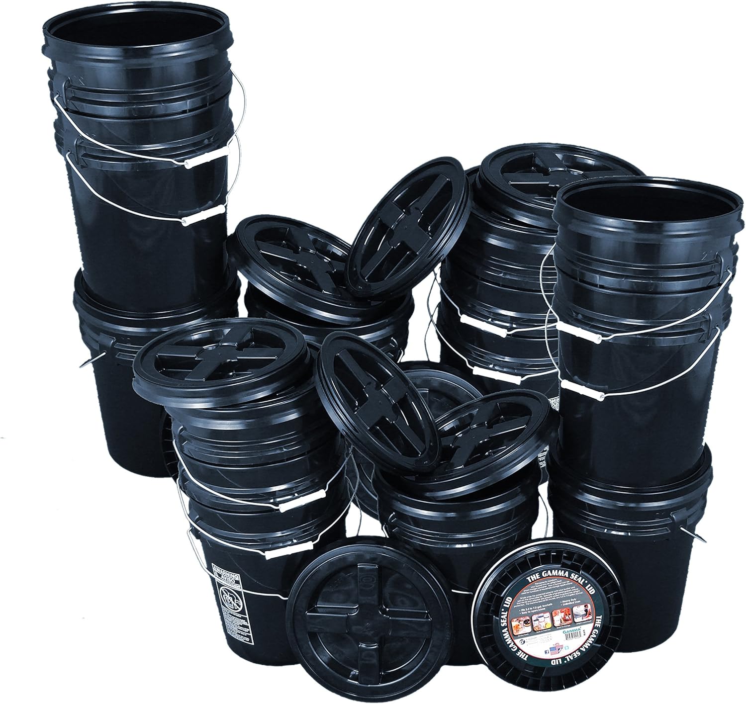 Bucket Kit, Fourteen Black 5 Gallon Buckets with Black