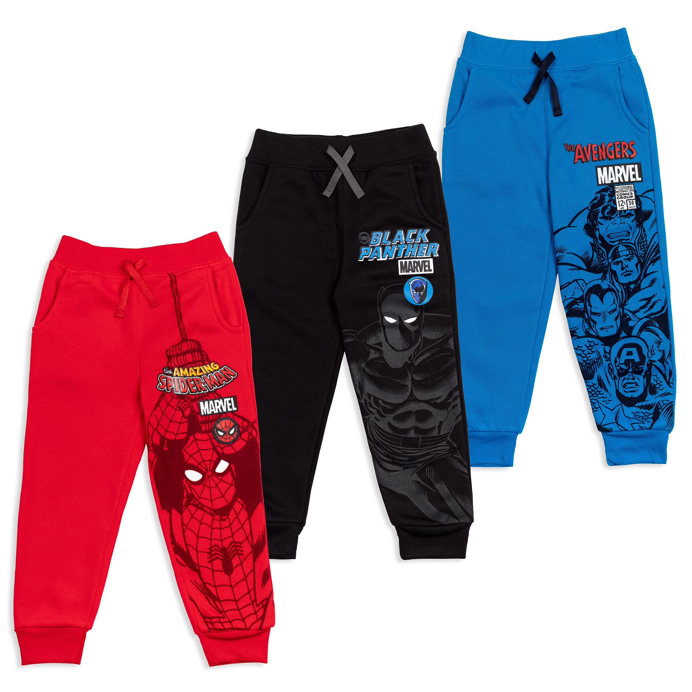 MarvelAvengers Fleece 3 Pack Jogger Pants Toddler to Big Kid Spider-Man Venom Iron Man Thor