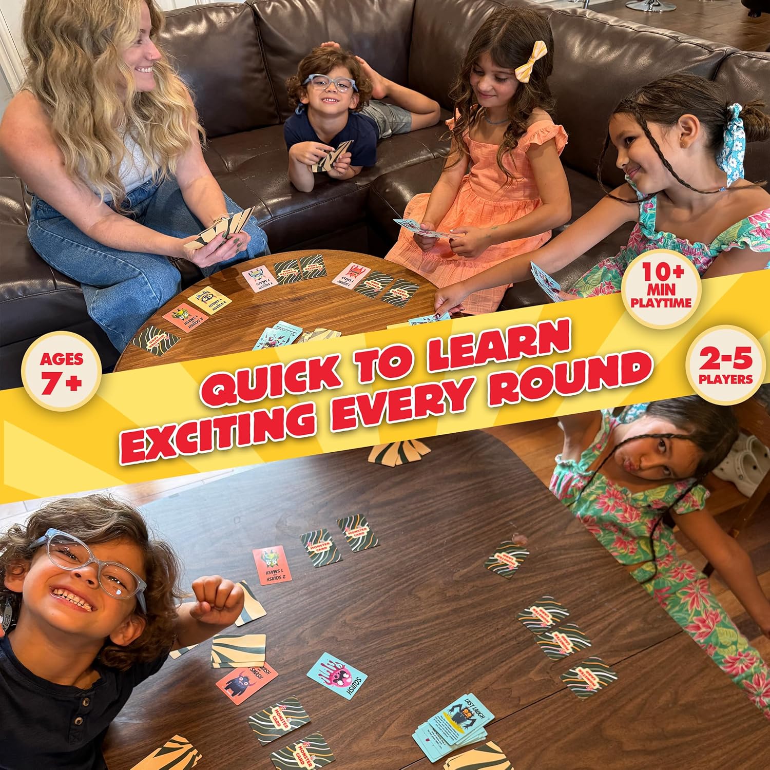 HIBULL Squish Smash Monster Trash - A Card Game of Fast Chain-Reactions | Fun Family Game for Kids & Adults | Travel Friendly | Ages 7+, 2–5 Players, 15 Min Playtime