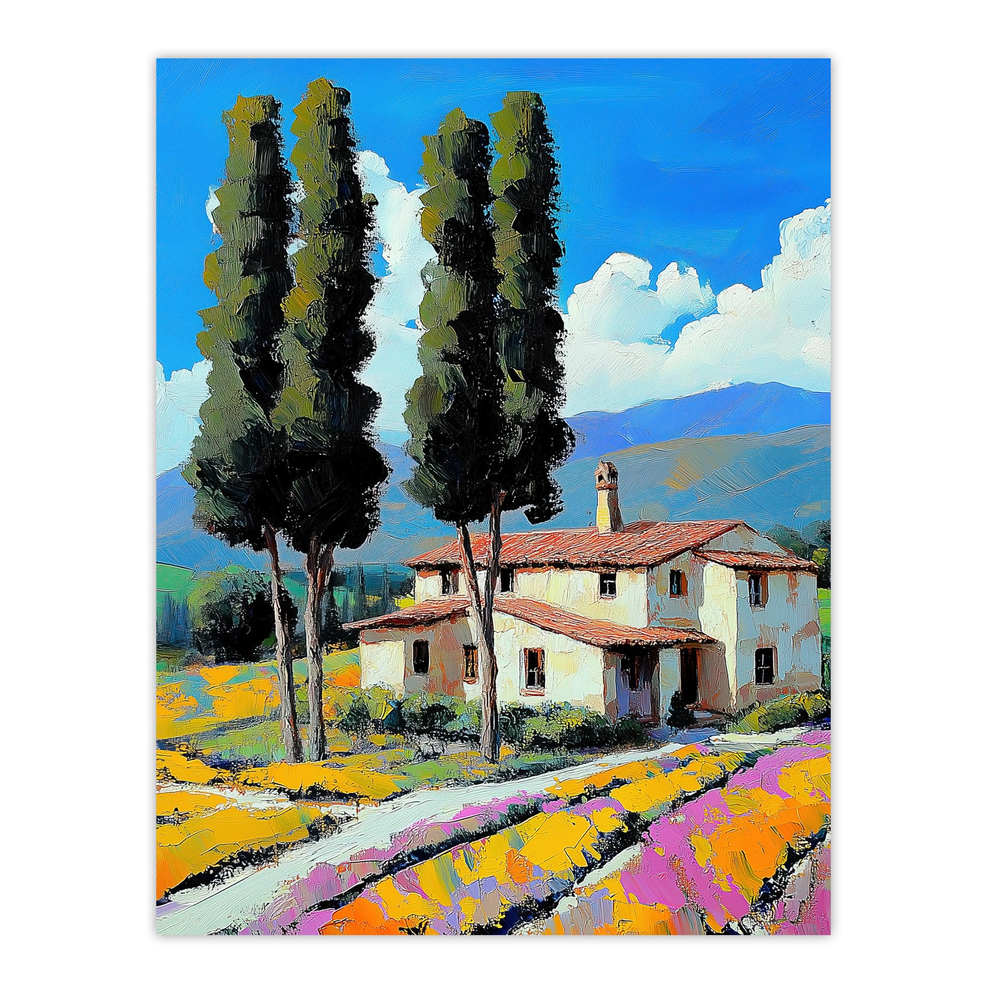 Artery8 - Wall Art Print - Spanish Countryside Landscape - Blue - W18" x H24"