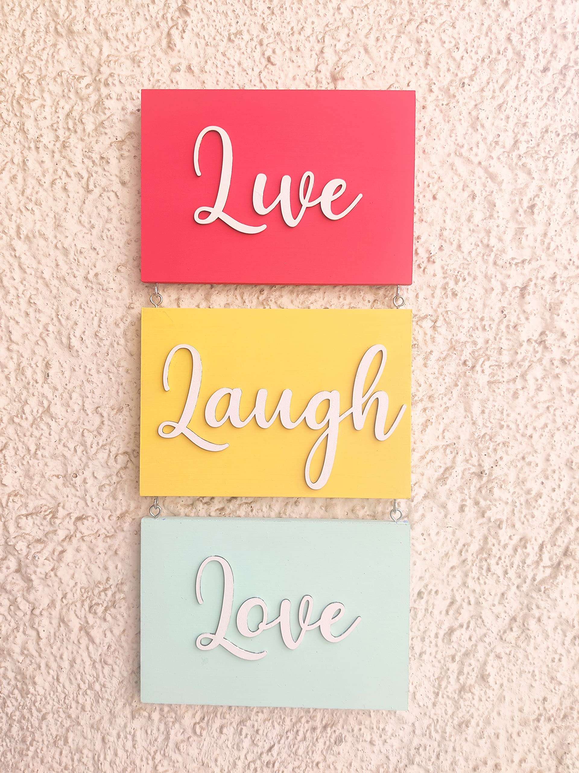 IMI Studios Live Laugh Love Multicolored Wall Hangings Wooden (18x8 Inches)