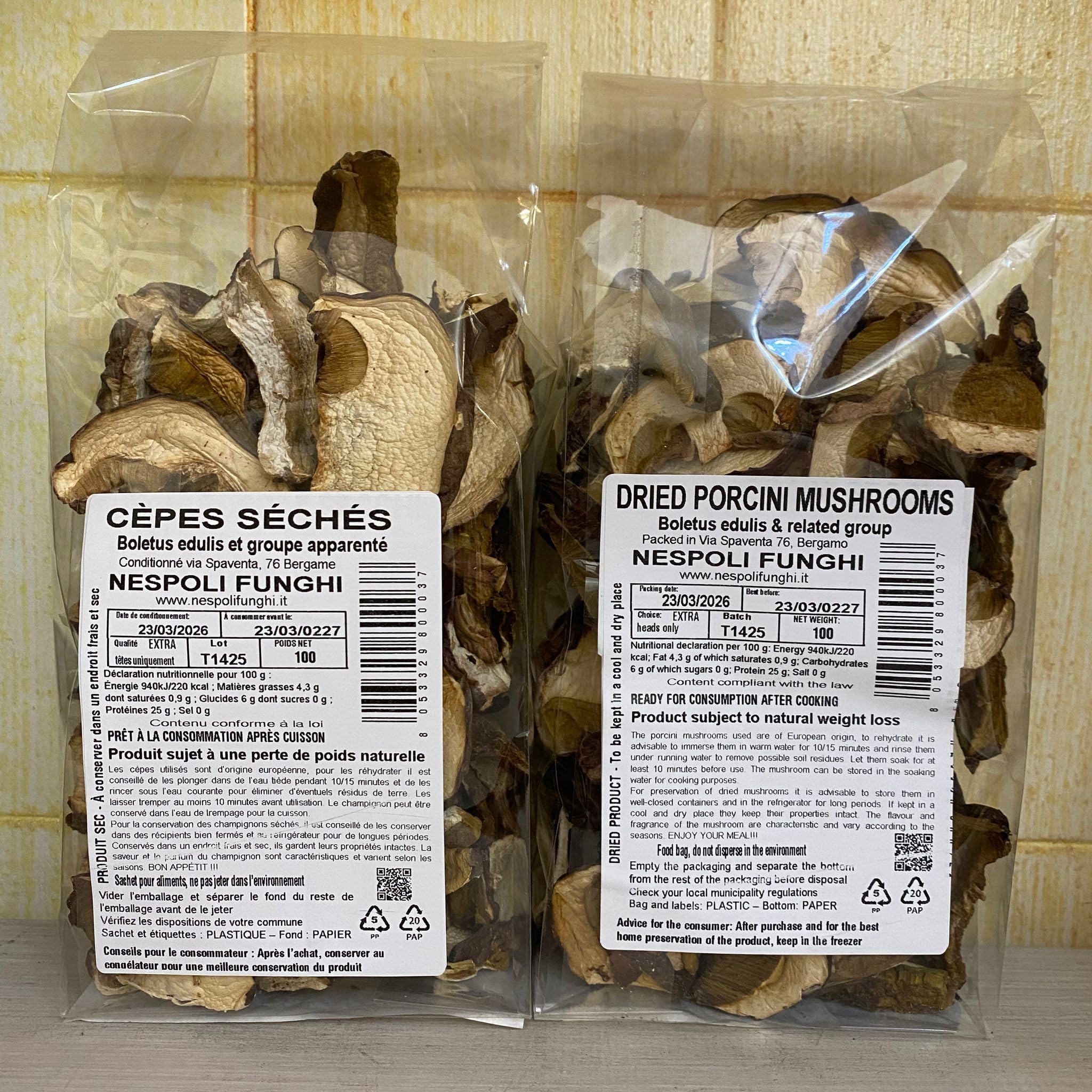 Solo teste di funghi porcini secchi da gr 100 - Boletus edulis & relativo gruppo - Nespoli funghi