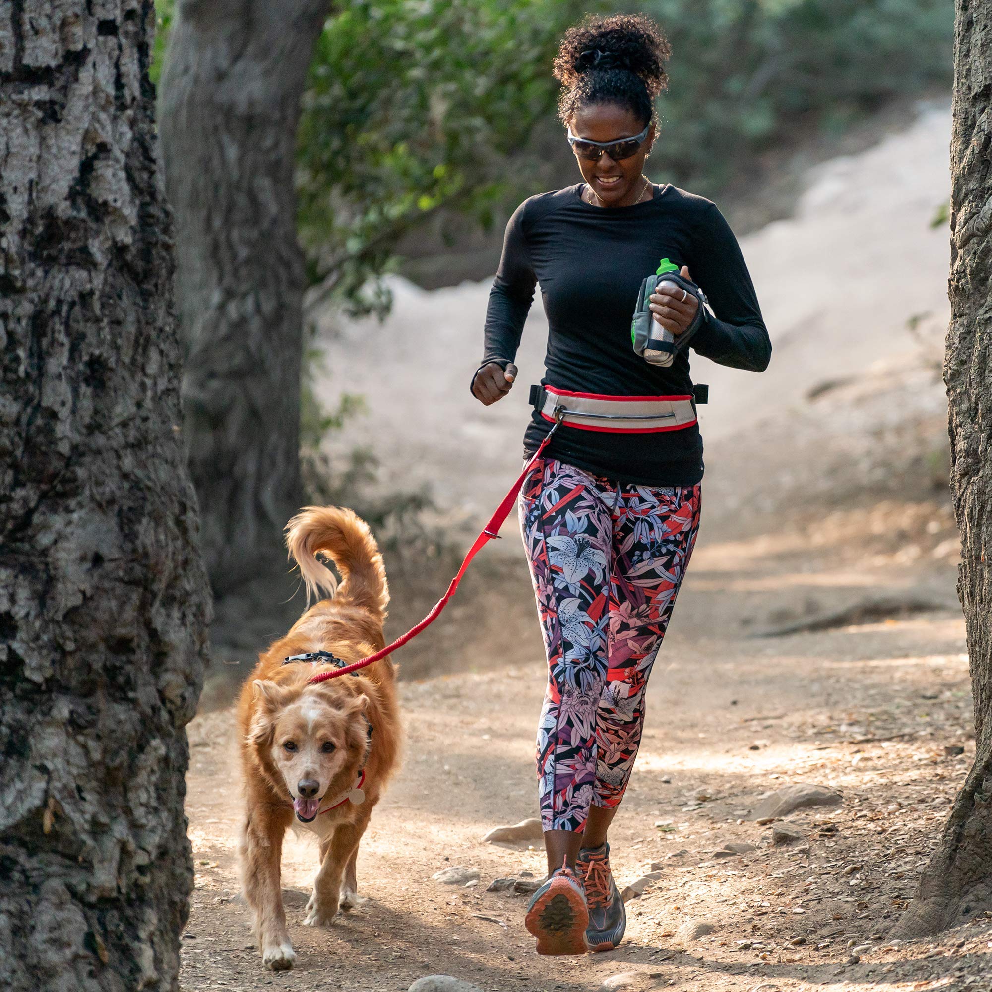 Nathan Laisse pour chien avec sac banane pour coureurs - Harnais mains libres pour K9 - Jogging, marche, randonnée, course à pied avec chien