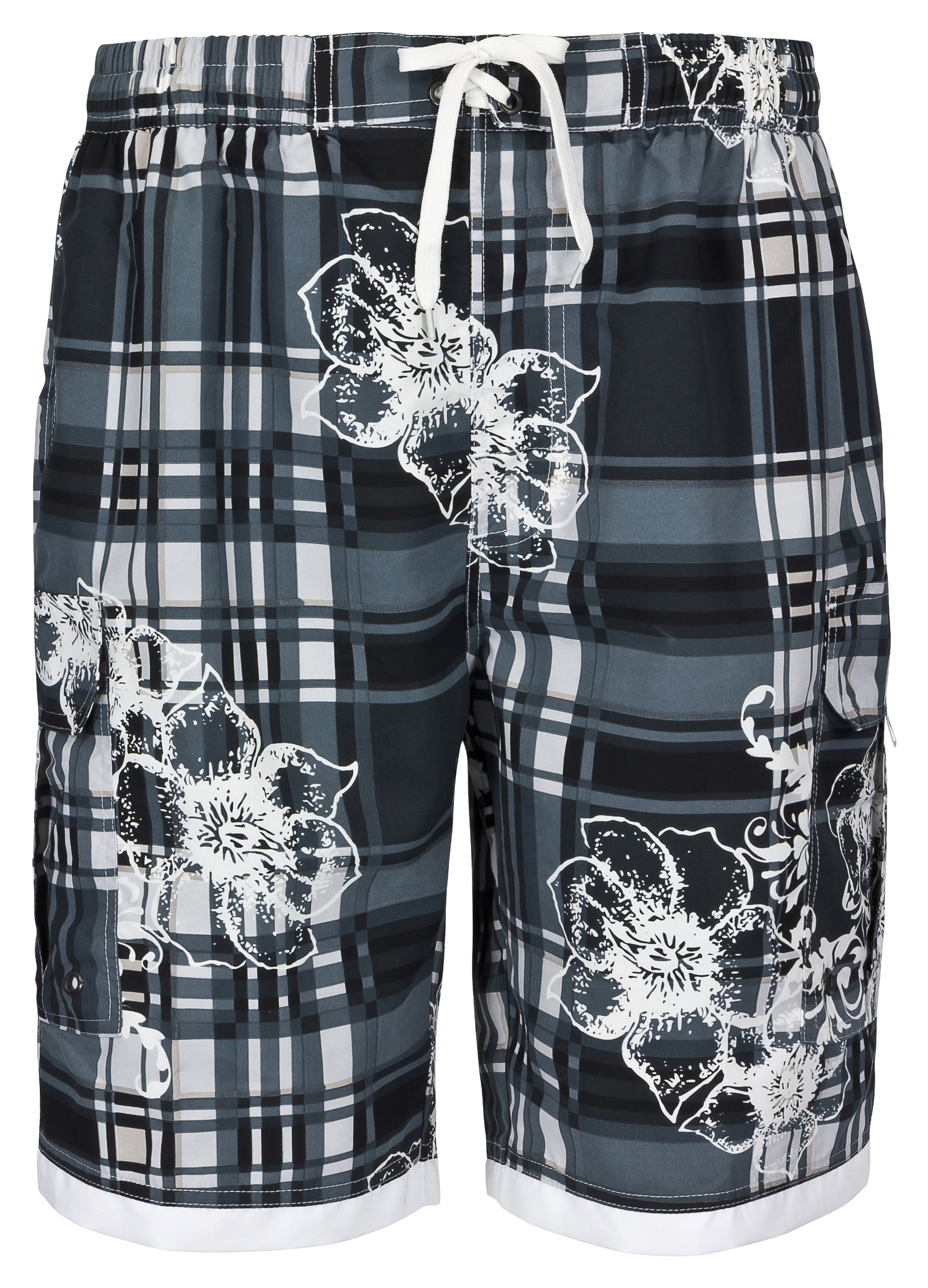 Bugatti Men's Grey White Bugatti® Modern Swim Shorts, Grey Patterned - Grey - X-Large