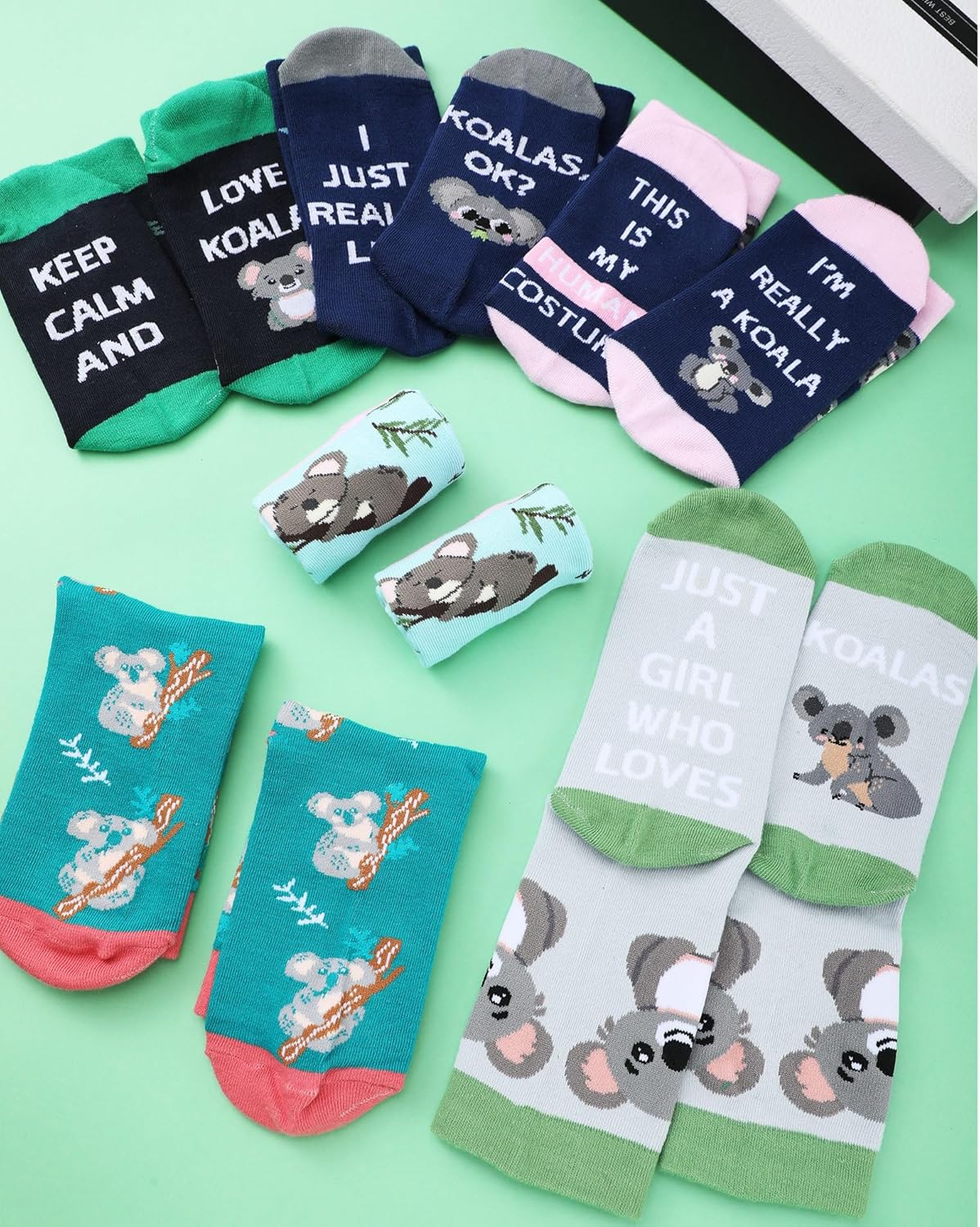 6 Pairs Koala Socks for Women Just a Girl Who Loves Koalas Gifts Novelty Funny Animal Cotton Crew Socks Valentine’s Birthday Retirement Gifts - Image 2