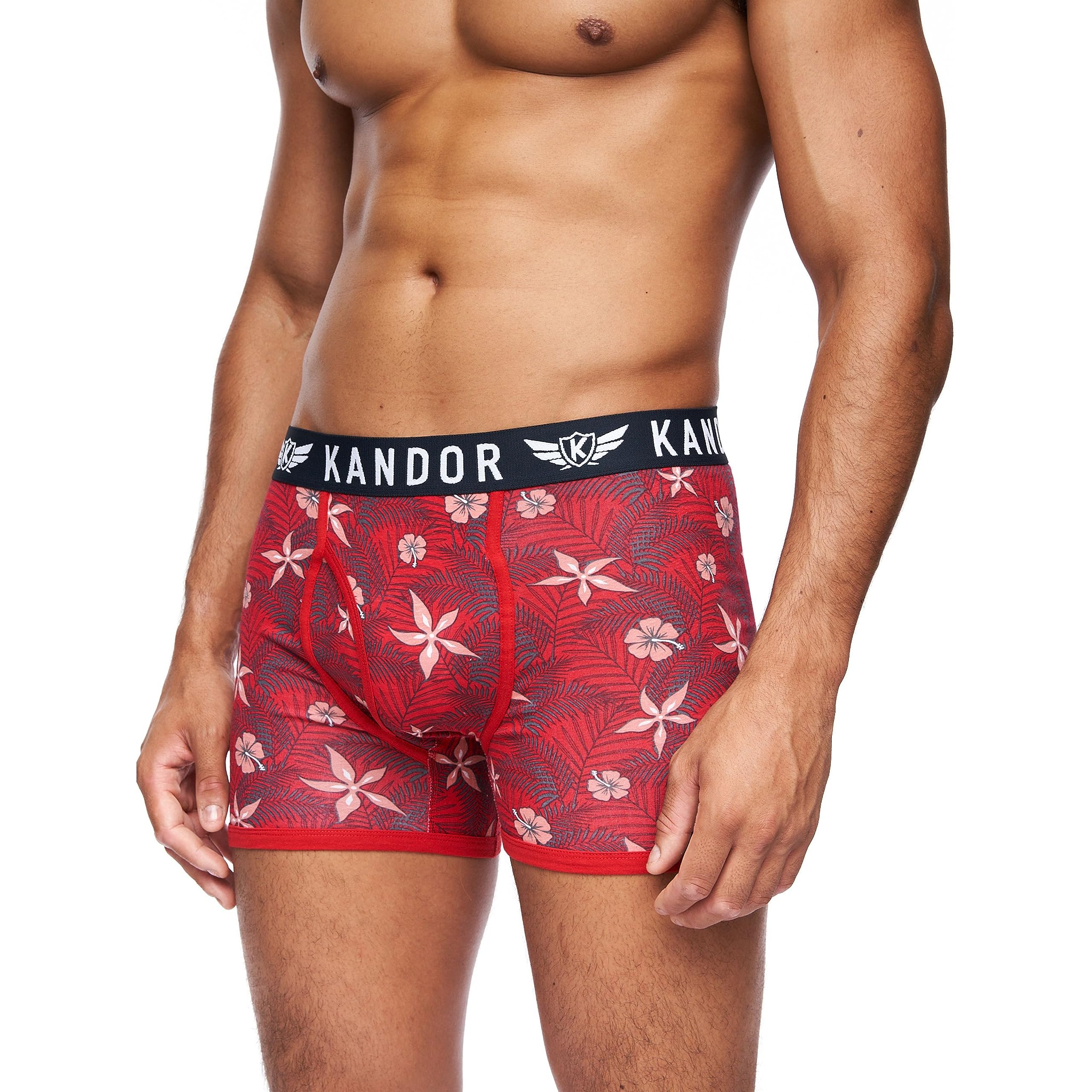 Kandor Confezione da 7 Boxer da Uomo in Cotone, Set di Mutande da Uomo Colorate, Nere e Colorate, Biancheria Intima da Uomo Elasticizzata in Morbido Cotone, Boxer Slip con Elastico in Vita