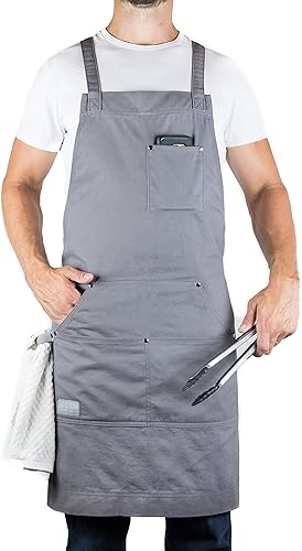 Hudson Durable Goods - Delantal de chef de grado profesional para cocina, barbacoa y parrilla