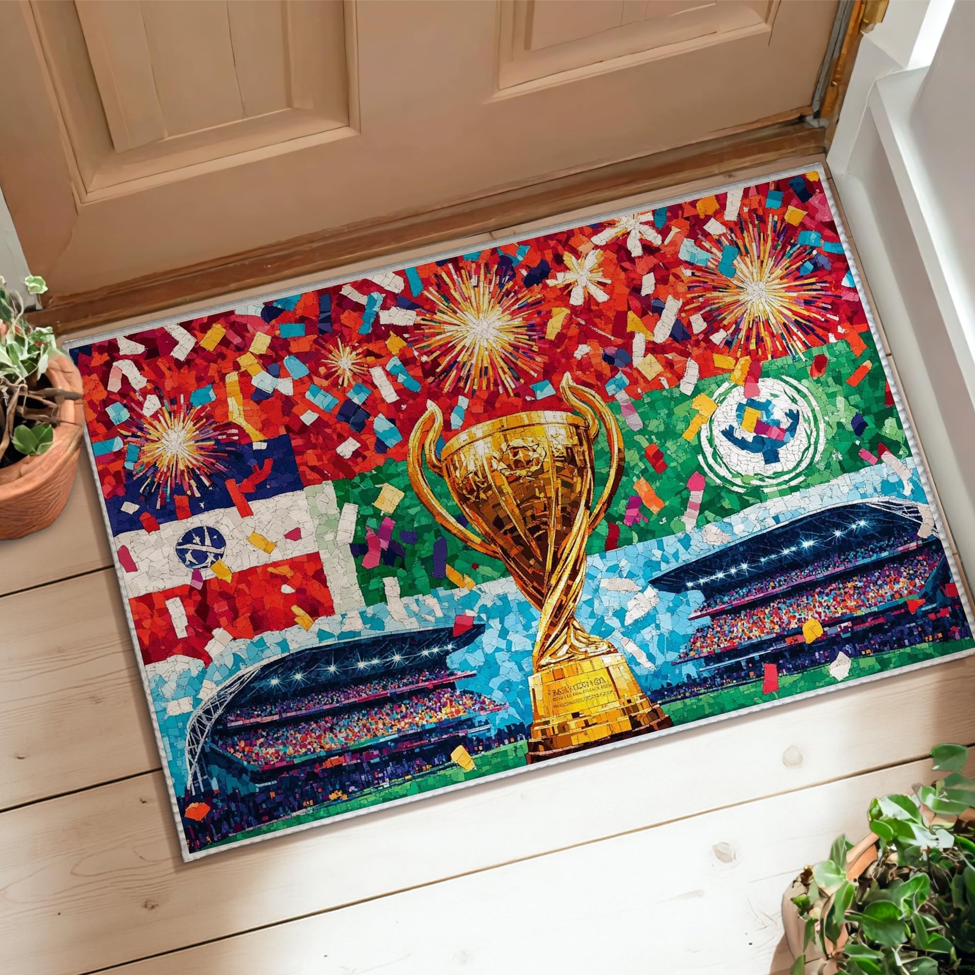 Tapis de célébration sportif rouge et antidérapant pour entrée