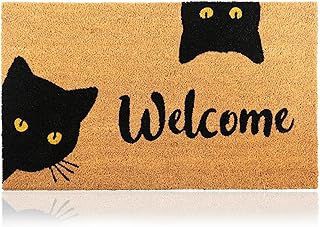Felpudo Welcome Gatos de Fibra Coco - 70x40cm - Felpudos Antideslizantes - Felpudos Originales para la Entrada a Casa, Pas...