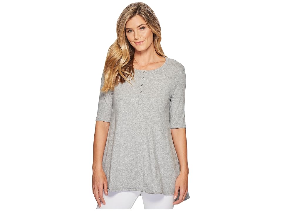 

Mod-o-doc Supreme Jersey Elbow Sleeve Henley Tunic (Smoke Heather) Women's Blouse